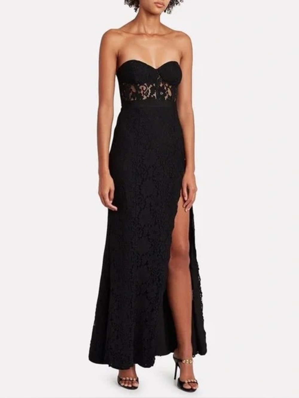 Fame and Partners Mariposa Black Lace Strapless Midi Dress Size 2